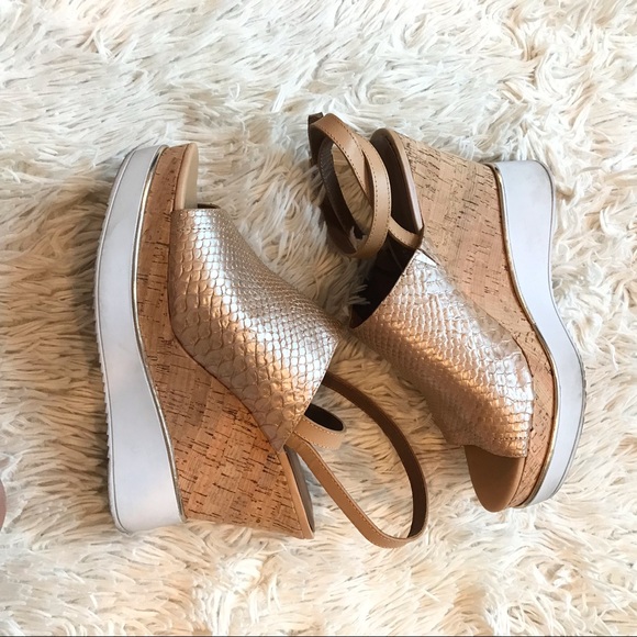 Donald J Pliner Gold and White Wedges - Picture 3 of 6